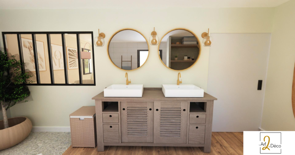 Double vasque - decoration salle de bain chambre parentale - L Art 2 la deco - Cyrielle Bieber decoratrice d'interieur