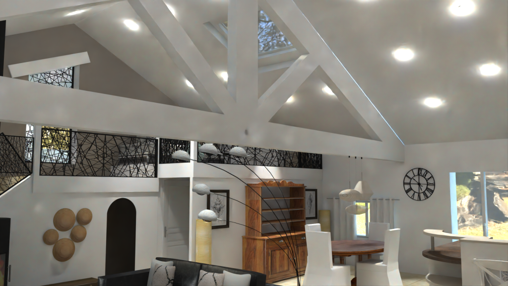 Vue ensemble sejour salle a manger mezzanine - L Art 2 la Deco - Cyrielle Bieber - decoratrice d interieur digne les bains